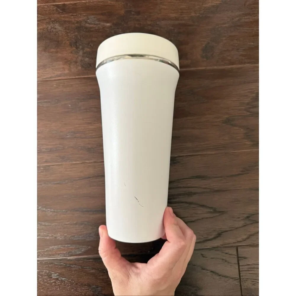 Lululemon 24 oz White Steel Tumbler with Straw lid